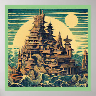 Poster Ville d'Atlantis 4 - Style boisé