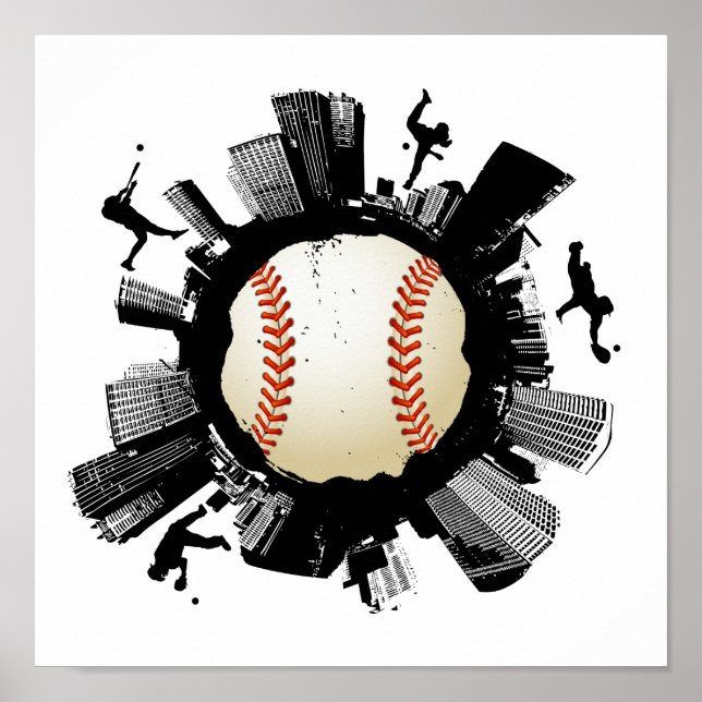Poster Ville de baseball (Devant)