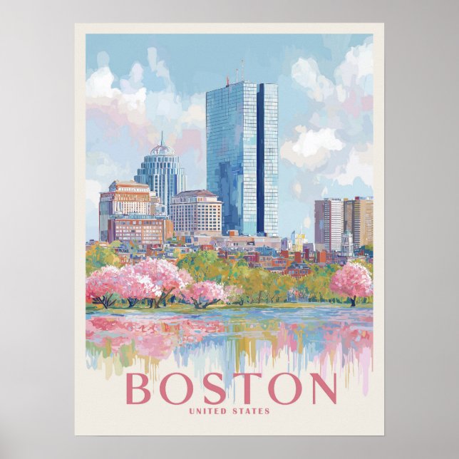 Poster Ville de Boston Vintage (Devant)