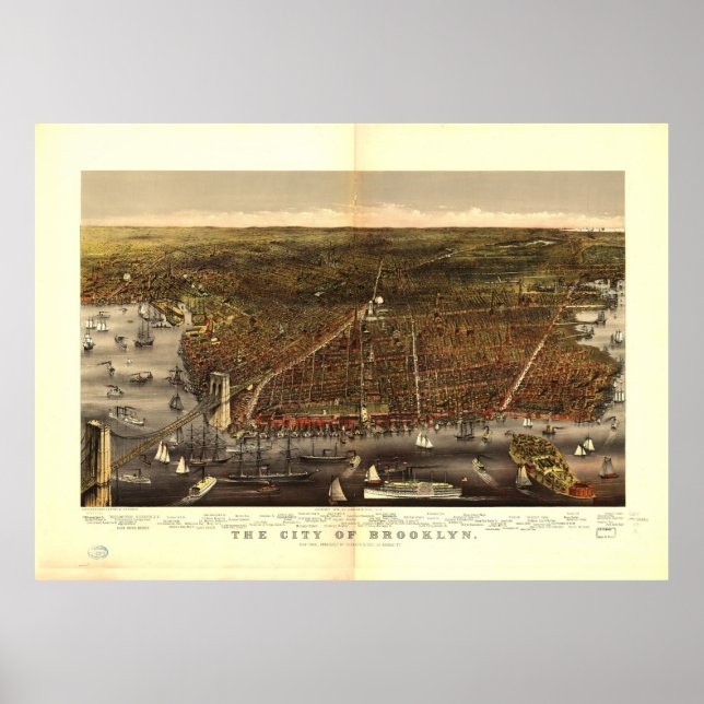 Poster Ville de Brooklyn New York par Currier et Ives 187 (Devant)