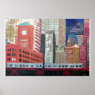 Poster Ville de Chicago avec El Train