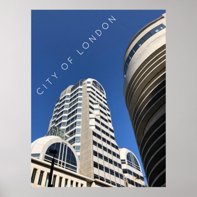 Poster Ville de Londres | gratte-ciels dans le ciel bleu  (Devant)