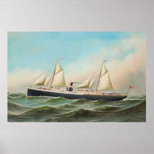 Poster Ville de Macon Reproduction de bateaux à vapeur