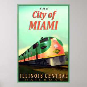 Poster Ville de Miami Illinois Central Railroad Nouvelle 