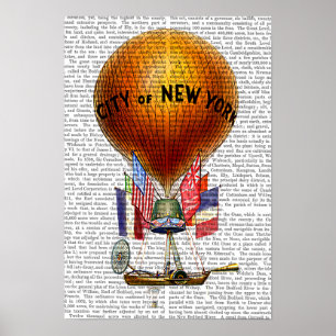 Poster Ville de New York Hot Air Balloon