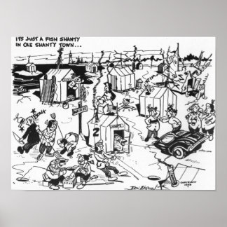 Poster Ville de pêche à la glace.