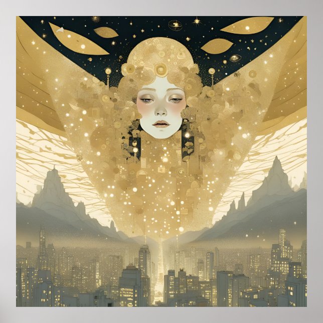 Poster Ville des Anges Femme en or (Devant)
