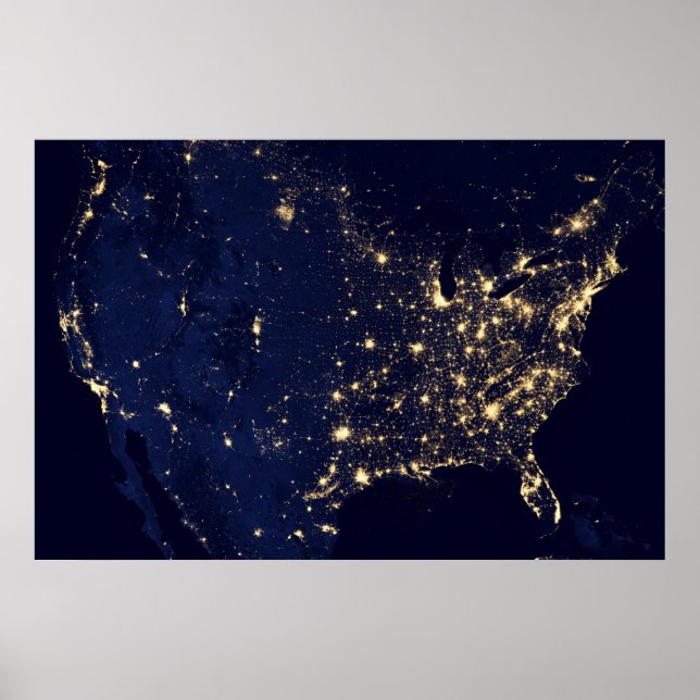 Poster Ville Des États-Unis La Nuit. (Devant)