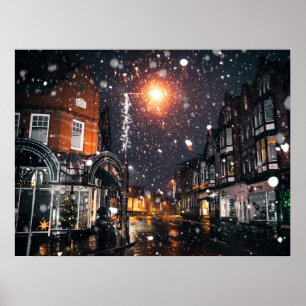 Poster Ville d'hiver de neige JPG Cityscape Résidence par
