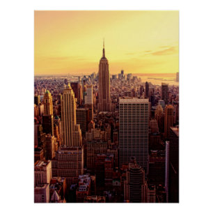 Poster Ville d'horizon de New York avec l'état d'empire