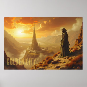 Poster Ville dorée Art Futuriste Sci-Fi Fantastique