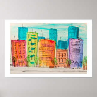 Poster Ville ensoleillée