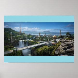 Poster Ville extraterrestre paisible