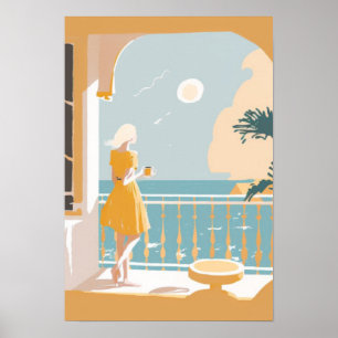 Poster Ville femme de la côte italienne