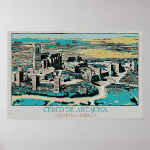 Poster Ville fortifiée d'Artajona, Navarre, Espagne