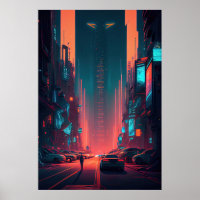 Ville futuriste - Cyberpunk - Néon - Illustration