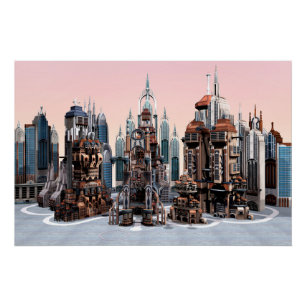 Poster Ville Futuriste Sci-Fi