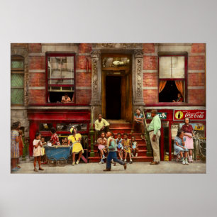 Poster Ville - Harlem NY - Stoop life 1935