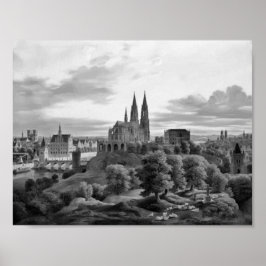 Poster Ville médiévale de Grayscale