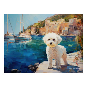 Poster Ville méditerranéenne idyllique, Chien maltais 02 
