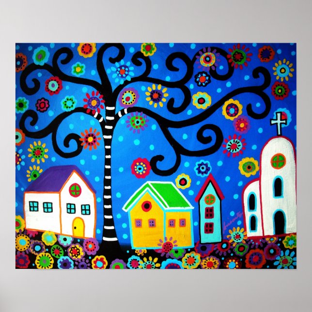 POSTER VILLE MEXICAINE ARBRE DE LA VIE PEINTURE (Devant)