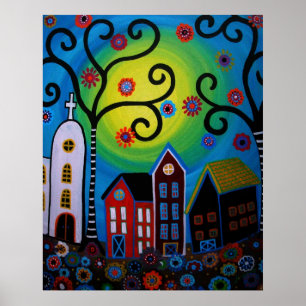 POSTER VILLE MEXICAINE FANTAISISTE