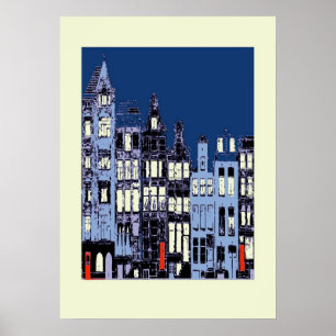 Poster Ville Néerlandaise La Nuit