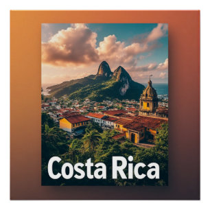 Poster 🌴 Ville tropicale de plage au Costa Rica pour les