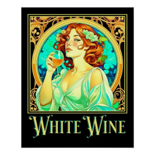 Poster Vin blanc Art nouveau
