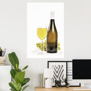 Poster Vin blanc et raisins
