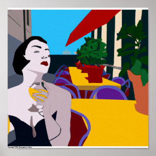 Poster Vin d'après-midi numérique multicolore Retro Glam