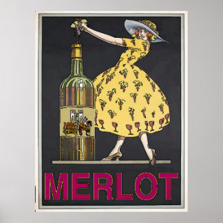 Poster Vin de merlot vintage