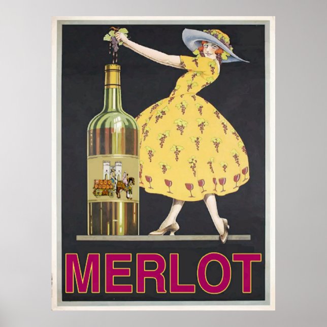 Poster Vin de merlot vintage (Devant)
