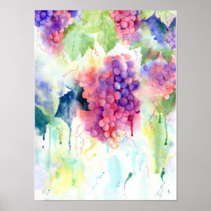 Poster Vin de raisin d'aquarelle