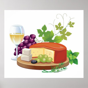 Poster Vin et fromage