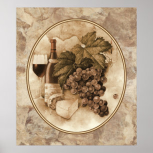 Poster Vin et fromage