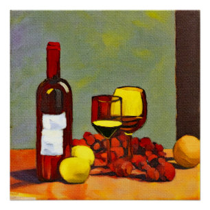 Poster Vin et fruits