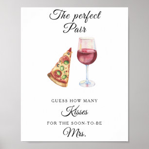 Poster Vin et Pizza enterrement de vie de jeune fille Com