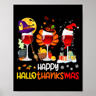 Poster Vin Halloween Thanksgiving Noël Joyeux Hallot