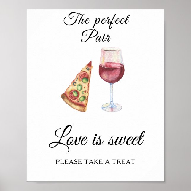 Poster Vin Pizza Douche nuptiale L'amour est doux (Devant)