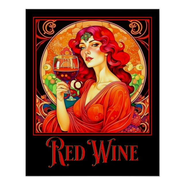 Poster Vin rouge Art nouveau (Devant)