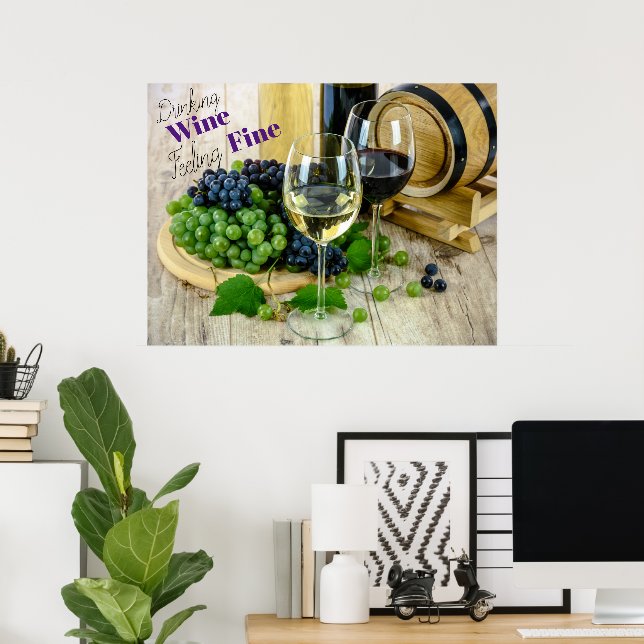 Poster Vin Rouge Vin Blanc Vin Raisins Vin Baril (Bureau à domicile)