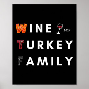 Poster Vin Turquie Famille Thanksgiving Dîner Automne Aut