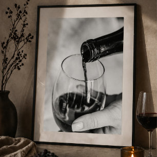 Poster Vin Verser Élégant verre et bouteille Gros plan
