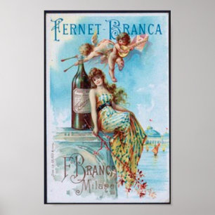 Poster Vin vintage avec dame et cépages
