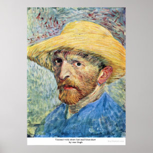 Poster Vincent avec casquette paille et chemise bleue de