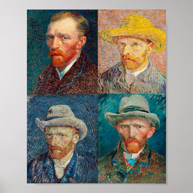 Poster Vincent Van Gogh 1887 Self Portrait Collage (Devant)