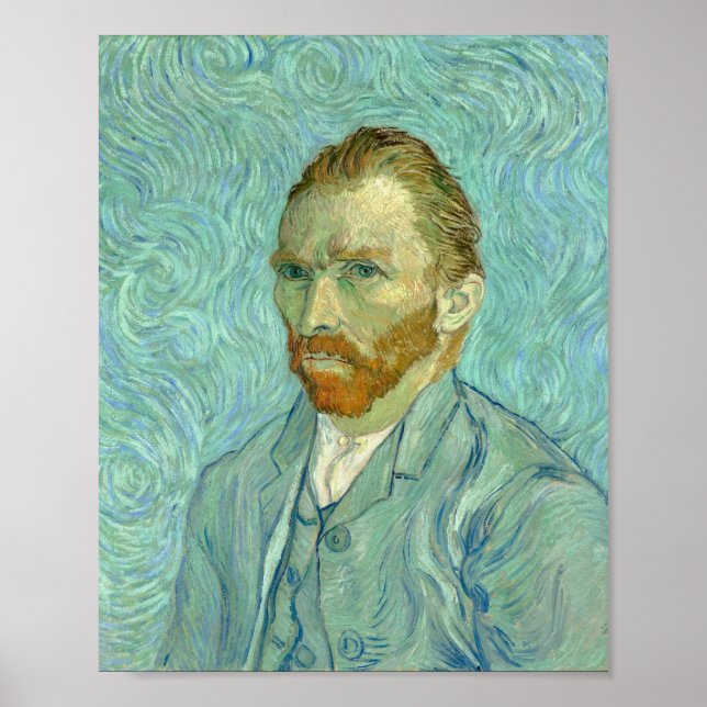 Poster Vincent Van Gogh Autoportrait Arrière - plan bleu (Devant)
