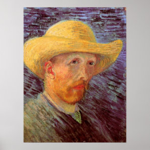 Poster Vincent van Gogh Autoportrait avec Casquette paill