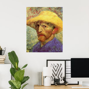 Poster Vincent van Gogh Autoportrait avec Casquette paill